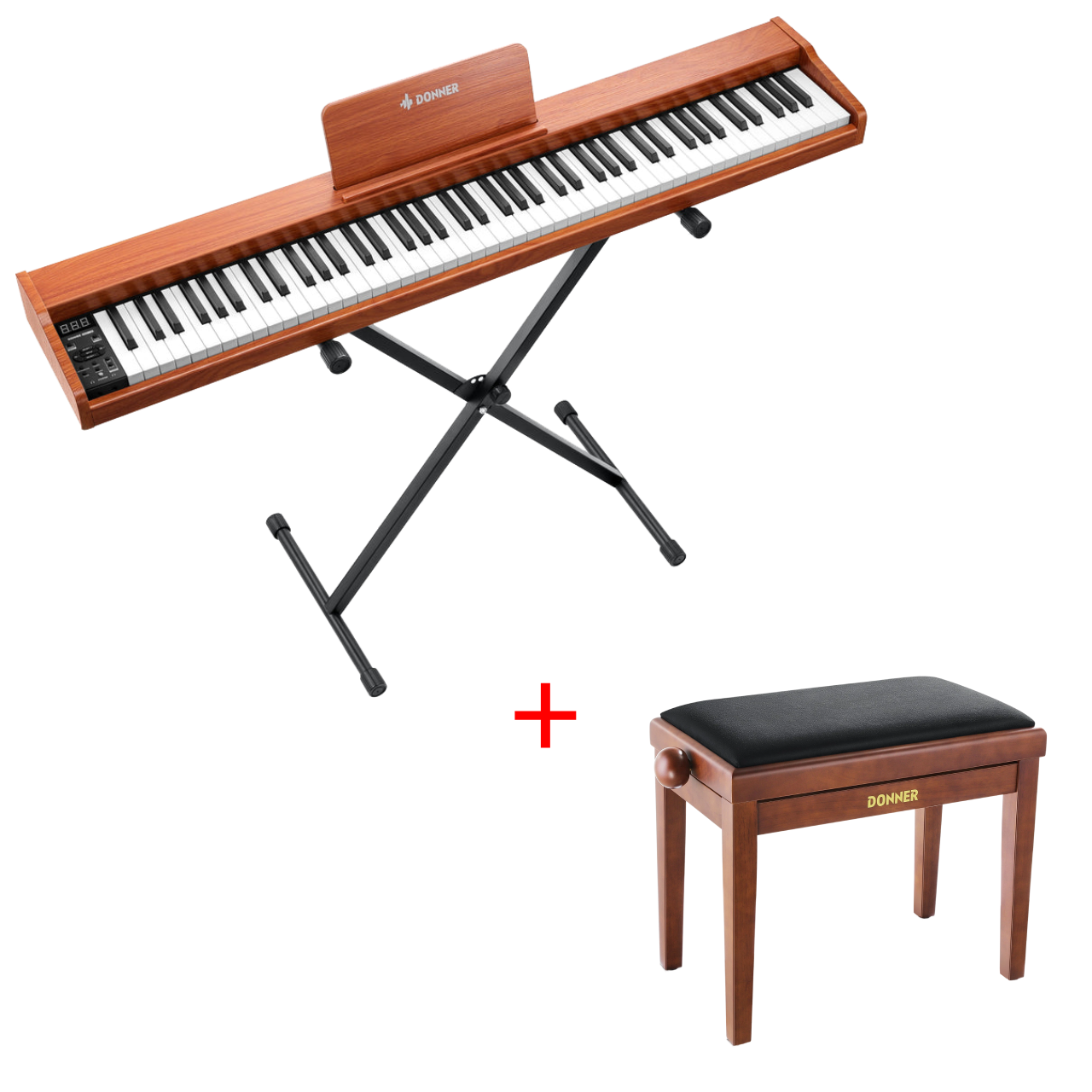 Donner DEP-1S Digitalpiano Halbgewichtete E-Piano Tastatur im Holzstil, Piano + höhenverstellbare Bank Donner DEP-1S Digitalpiano Halbgewichtete E-Piano Tastatur im Holzstil, Piano + höhenverstellbare Bank von Donner