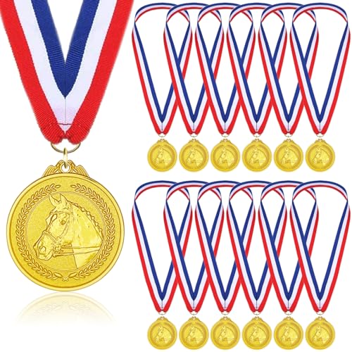 Donrime Pferd Medaille für Kindergeburtstags, 12 Stück Goldmetallmedaille Pferde Geburtstagsfeier für Jungen, Kinder, Erwachsene Donrime Pferd Medaille für Kindergeburtstags, 12 Stück Goldmetallmedaille Pferde Geburtstagsfeier für Jungen, Kinder, Erwachsene von Donrime