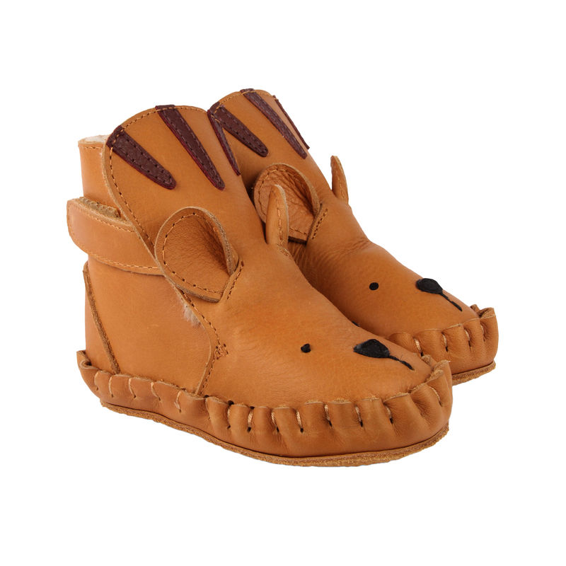 Krabbelschuhe KAPI CLASSIC - TIGER gefüttert in camel von Donsje