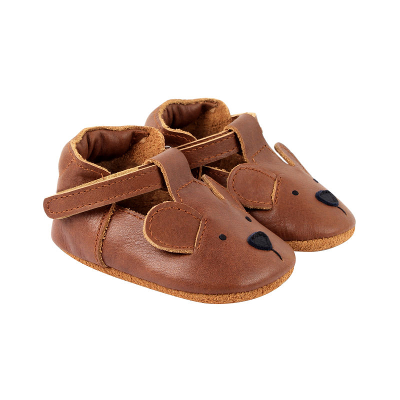 Krabbelschuhe SPARK CLASSIC - BEAR in cognac von Donsje