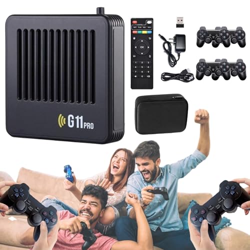 Retrowave G11 Pro 100000 Spiele, G11 Pro Konsole, 4k HD Retro Wave G11 Pro,Retro Wave G11 Pro Videospiel Konsole mit 2/4 Kabellosen Dual-Controllern, Plug & Play-Videospiele (128G+4 Controllers) von Donubiiu