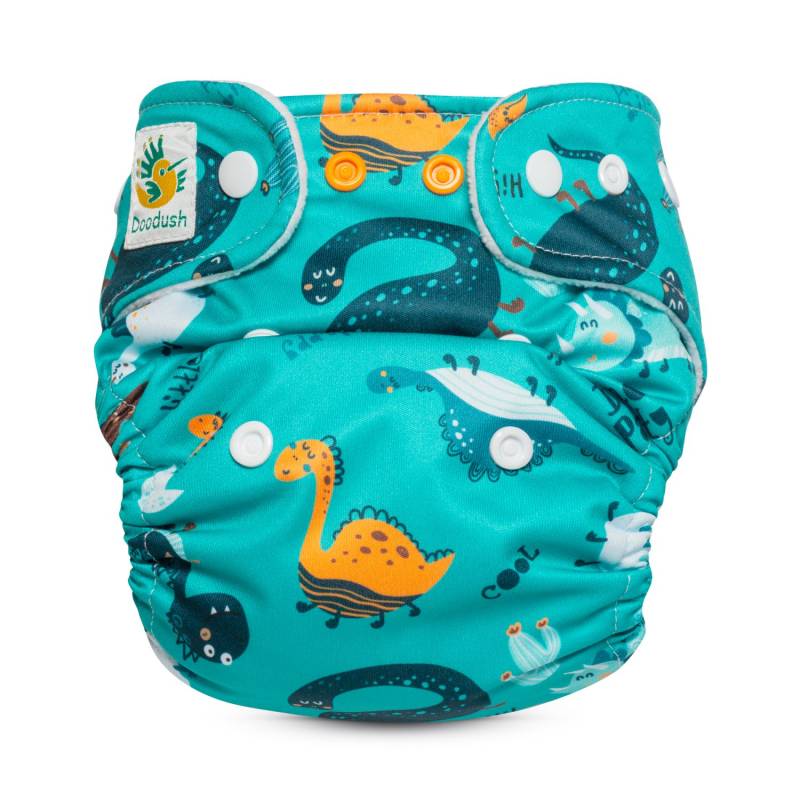 Doodush Mikrofleece Pocket ohne Einlage - Turquoise Dinos Größe 3 (9 - 18 kg) von Doodush