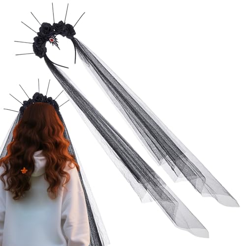 Dopsyesn Halloween Haarbänder - Vintage Haarreif Mit Schleier In Schwarz Und Rosen - Halloween Kostüm Zubehör Für Hochzeitsfeiern Karneval Maskenbälle Festtagsschmuck Dopsyesn Halloween Haarbänder - Vintage Haarreif Mit Schleier In Schwarz Und Rosen - Halloween Kostüm Zubehör Für Hochzeitsfeiern Karneval Maskenbälle Festtagsschmuck von Dopsyesn