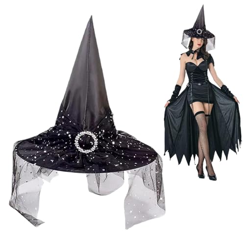 Dopsyesn Hexenhüte Für Halloween - Spitze Hexenhüte Für Erwachsene | Originelle Accessoires Für Kostümparty Maskerade Dekoration Gartenfest Balkon Innen- Und Außenbereich von Dopsyesn