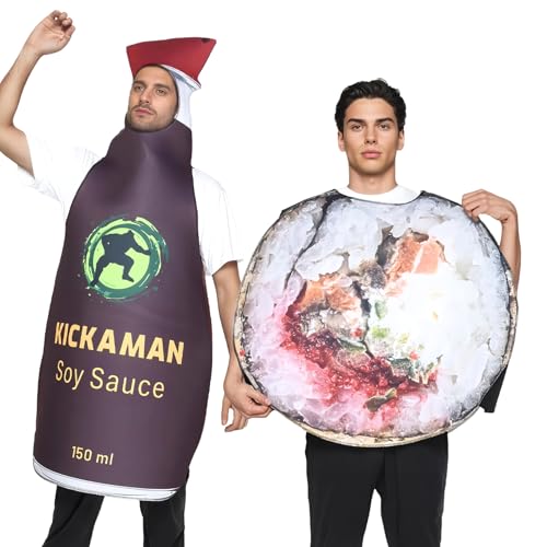 Dopsyesn Kostüme Für Erwachsene | Japanisches Essen Motiv Cosplay Fancy Dress Outfits | Einfach Anzuziehendes Kostüm-Set Für Familienfeiern Feste Und Weihnachten von Dopsyesn