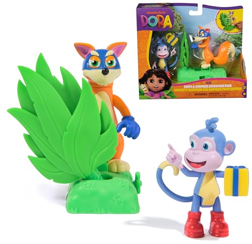 Dora Abenteuer Pack AFFE Boots und Fuchs Swiper - Mini-Spielset mit 2 Figuren (ca. 9 cm) und einem Accessoire mit Funktion, für fantasievolles Spielen, für Kinder ab 3 Jahren von Dora the Explorer