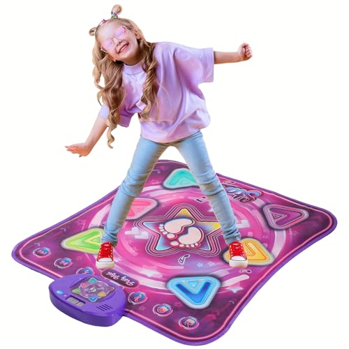 Tanzmatte für Kinder von 3 bis 8 Jahren, musikalische Tanzmatte mit LED-Anzeige, 5 Modi, Musikspielmatte, Geburtstagsgeschenke für Jungen und Mädchen von 3 4 5 6 7 8+ (Rosa) von Doramier