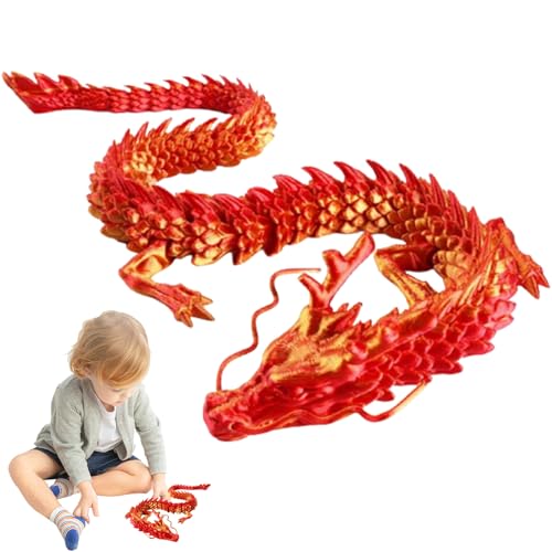 3D Gedruckter Drache 30 cm Flexibler artikulierter Drache potenable Kristall Drachen Spannung Drachen Spielzeugfiguren für die Autodekoration rot von Dorccsi