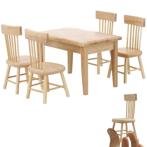 Dorccsi Puppenhaustisch im Maßstab 1:12, 1 Stück Puppentisch & 4 Stück Miniaturstuhl DIY simulierter Miniaturtisch aus Holz für Puppenhausküche Puppenhausmöbel Holzpuppenhausmöbel im Maßstab 1:12 Dorccsi Puppenhaustisch im Maßstab 1:12, 1 Stück Puppentisch & 4 Stück Miniaturstuhl DIY simulierter Miniaturtisch aus Holz für Puppenhausküche Puppenhausmöbel Holzpuppenhausmöbel im Maßstab 1:12 von Dorccsi