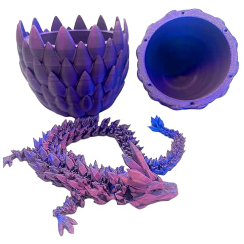Drachenei Ei mit Dino im 3D gedruckten Drachen Ornament artikulierte Flexible Drachenspielzeug Pla Stress Relief Dragon Egei Spielzeug Geschenk Dinosaurier Spielzeug, lila von Dorccsi