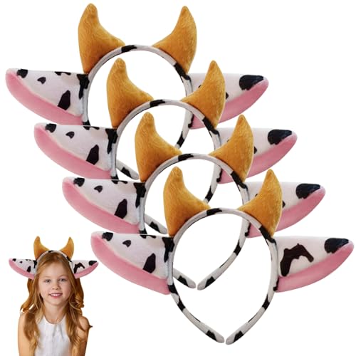 Kuhohren-Stirnband Für Erwachsene - 4 Stück Weicher Plüsch Cosplay-Kuh-Kopfbedeckung Mit Ohren Und Horn - Niedliche Haarreifen Kostüm-Zubehör Für Mädchen Party Kuhohren-Stirnband Für Erwachsene - 4 Stück Weicher Plüsch Cosplay-Kuh-Kopfbedeckung Mit Ohren Und Horn - Niedliche Haarreifen Kostüm-Zubehör Für Mädchen Party von Dorccsi