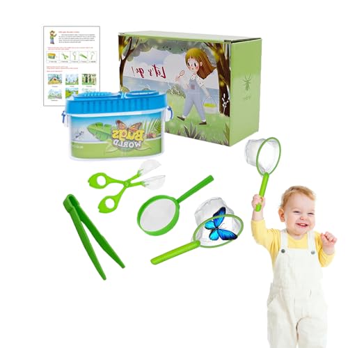 6Pcs Outdoor-Entdeckerset für Kinder, Insektenfangset, Abenteuerset für Kinderspielzeug mit Insektenbeobachtungsbox, Lupe, Pinzette, Insektennetz für Abenteuer für Jungen und Mädchen (Blau) von Dorclife