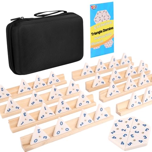 Doreimi Triangle Domino Game Set with 8 Wooden Holders & 56 Triangular Domino Tiles & Brass Spinner Travel Essentials Classic Family Strategy Board Game for Kids and Adults Doreimi Triangle Domino Game Set with 8 Wooden Holders & 56 Triangular Domino Tiles & Brass Spinner Travel Essentials Classic Family Strategy Board Game for Kids and Adults von Doreimi