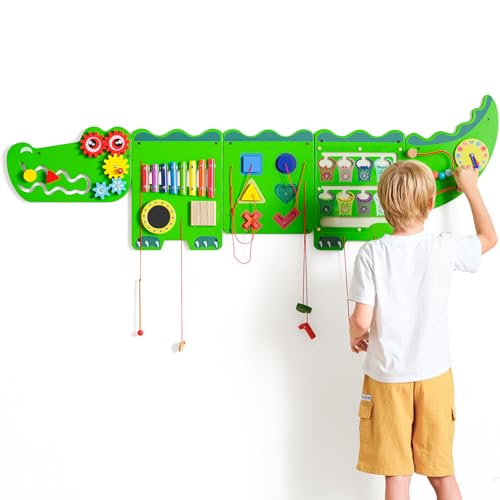 Alligator Sinnesspielzeug Aktivitätswandplatten, Kinder-Puzzle-Montessori beschäftigte Arbeitsplatten, Aktivität Würfel - sensorische Wand, Holz-Lernspielzeug, interaktives Spielzeug, grün Alligator Sinnesspielzeug Aktivitätswandplatten, Kinder-Puzzle-Montessori beschäftigte Arbeitsplatten, Aktivität Würfel - sensorische Wand, Holz-Lernspielzeug, interaktives Spielzeug, grün von Dorifine