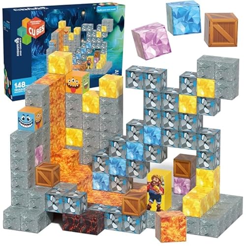 Doris Magnetische Konstruktionsklöcke, 148 Elemente, Bunte Pikelwürfel Würfel 2 cm, Lava-Minen Diamant, Kinderpädagogisches Set 3+ Doris Magnetische Konstruktionsklöcke, 148 Elemente, Bunte Pikelwürfel Würfel 2 cm, Lava-Minen Diamant, Kinderpädagogisches Set 3+ von Doris