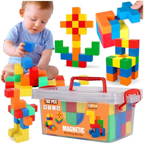 Doris Magnetische Konstruktionsschuhe STEM im Koffer, 102 Elemente, Bunte Würfel Würfel 2,3 cm, Kinderpädagogisches Set 3+ von Doris