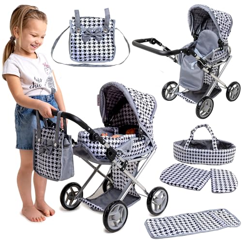 Doris Puppenwagen 3-in-1 – Kombiwagen mit Babywanne, Sportaufsatz, Tasche, Wickelunterlage & Bettwäsche – Faltbar – Für Mädchen Doris Puppenwagen 3-in-1 – Kombiwagen mit Babywanne, Sportaufsatz, Tasche, Wickelunterlage & Bettwäsche – Faltbar – Für Mädchen von Doris