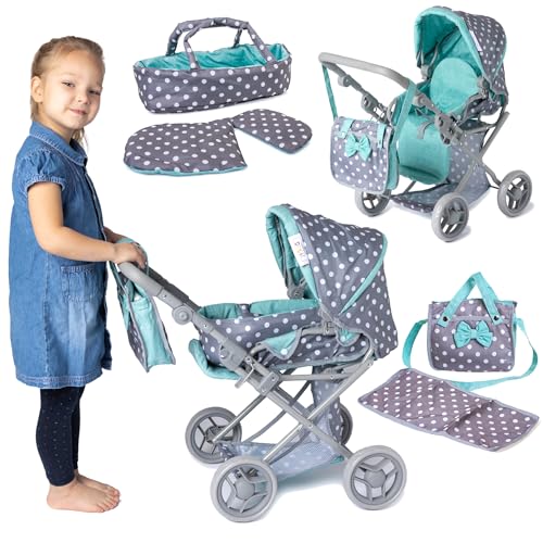Doris Puppenwagen 3-in-1 – Kombiwagen mit Babywanne, Sportaufsatz, Tasche, Wickelunterlage & Bettwäsche – Faltbar – Für Mädchen Doris Puppenwagen 3-in-1 – Kombiwagen mit Babywanne, Sportaufsatz, Tasche, Wickelunterlage & Bettwäsche – Faltbar – Für Mädchen von Doris