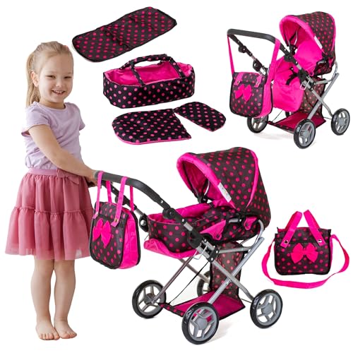 Doris Puppenwagen 3-in-1 – Kombiwagen mit Babywanne, Sportaufsatz, Tasche, Wickelunterlage & Bettwäsche – Faltbar – Für Mädchen Doris Puppenwagen 3-in-1 – Kombiwagen mit Babywanne, Sportaufsatz, Tasche, Wickelunterlage & Bettwäsche – Faltbar – Für Mädchen von Doris