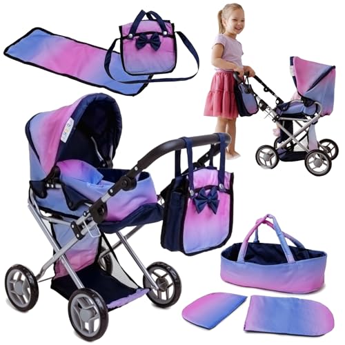 Doris Puppenwagen 3-in-1 – Kombiwagen mit Babywanne, Sportaufsatz, Tasche, Wickelunterlage & Bettwäsche – Faltbar – Für Mädchen Doris Puppenwagen 3-in-1 – Kombiwagen mit Babywanne, Sportaufsatz, Tasche, Wickelunterlage & Bettwäsche – Faltbar – Für Mädchen von Doris