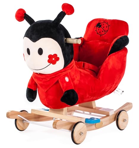 Marienkäfer 2in1 Polschaukel und Plüschreit, Rot, mit Sicherheitsgurt, bis 30 kg von Doris