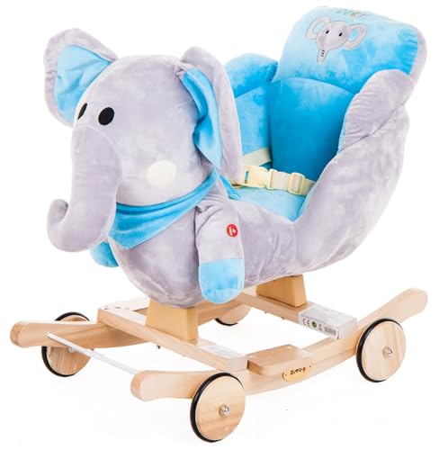 Strohhalm 2in1 Polpuffer und Plüschreiter, Blau-Grau, mit Sicherheitsgurt, bis 30 kg von Doris