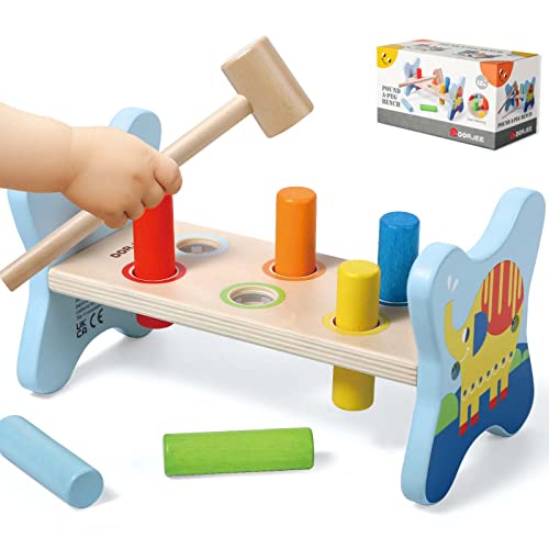 Dorjee- D1.100-1 - Hammerbank mit Holznagel - Holz-Koordinationsspielzeug für Kinder ab 12 Monaten. von Dorjee