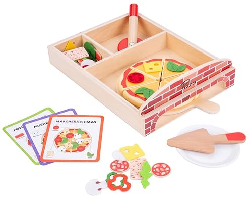 Dorjee- D3.014- Holz Gourmet Pizza Set - Holzspielzeug - Rollenspielküche +3 Jahre - 20 Teile enthalten von Dorjee
