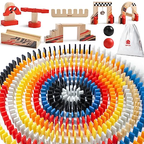 Dorjee Domino-Spiele für Kinder, STEM Kinderspielzeug mit 115 Holz-Domino-Fliesen und Maschinen, Brettspiele für Kinder von 6–8 von Dorjee