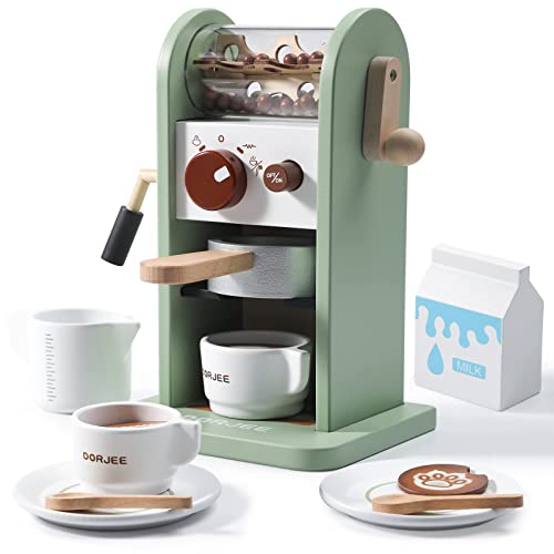 Dorjee Spielküche Zubehör Kinder Kaffeemaschine Spielset - Holzmühle Spielküche Kinderspielzeug für Kleinkinder Geschenk für Mädchen und Jungen, stimuliert fantasievolles Spiel- und Lebensfähigkeiten von Dorjee