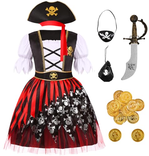Dormstop Piratenkostüm für Mädchen, Deluxe-Kleid für Halloween-Party (5-7 Jahre) von Dormstop