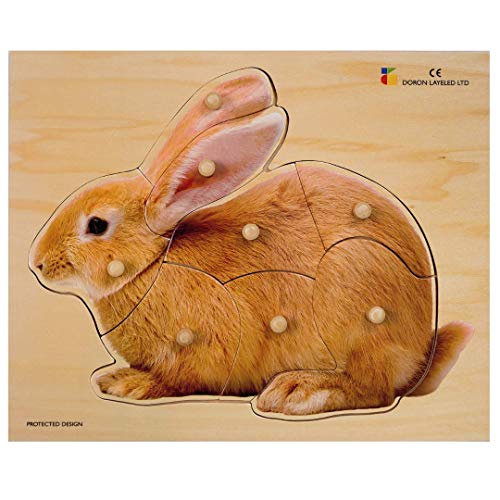 Doron Layeled E72511480, Large Photographic Wooden Peg Puzzle Bunny, Various von Doron Layeled