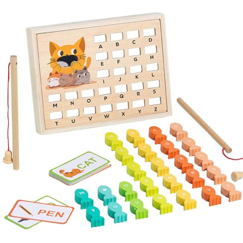 Dottduya Angelspiele für Kinder 3-5, magnetische Buchstaben und Zahlen, Holzmagnet -Kleinkindfischereispiel, Briefe und Zahlen zur Verbesserung der Lernfähigkeiten, Feinmotorik -Fähigkeiten von Dottduya