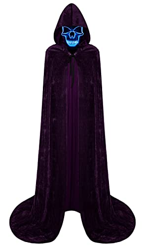 Double Couple Halloween-Kostüme für Erwachsene mit gruseliger Leuchtmaske, Cosplay, Umhang mit Kapuze für Damen und Herren, Violett, us Double Couple Halloween-Kostüme für Erwachsene mit gruseliger Leuchtmaske, Cosplay, Umhang mit Kapuze für Damen und Herren, Violett, us von Double Couple
