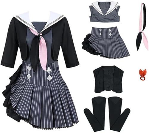 Double Villages Anime-Cosplay-Kostüm, Uniform, komplettes Set, Halloween-Partyanzug (Schwarz/Weiß, Größe 3XL) von Double Villages