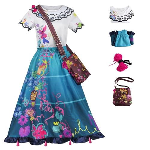 Double Villages Mirabel-Kostüm für Damen, Prinzessinnenkleid, Hemd, komplettes Set, Outfits für Halloween, Cosplay (XL, Kleid und Tasche) von Double Villages