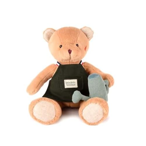 Doudou et Compagnie - 1 Plüschtier Bär Gärtner – 28 cm – Botanische Kollektion – Deko-Plüschtier mit Schürze & Gießkanne – Süßer Bär – Geschenkidee für Kinder & Erwachsene, Pflanzenliebhaber – SP4349 von Doudou et Compagnie