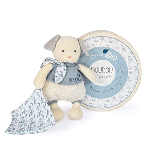 Doudou et Compagnie - Doudou Dog - Schmusetuch Bio - Blau - 22 cm - DOUDOU Botanic Bio - DC3964 von Doudou et Compagnie