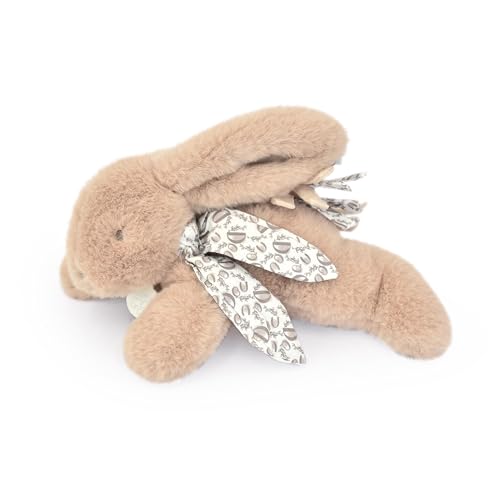 Doudou et Compagnie - Kuscheltier Hase – Plüschtier Hase mit Schal aus Leinen – Beige Sand – 29 cm – für Kinder ab der Geburt – Kuscheltier verloren – mit Geschenkbox – DC4144 von Doudou et Compagnie