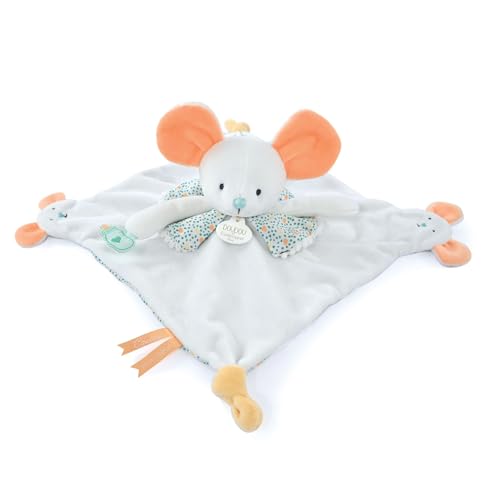 Doudou et Compagnie - Les Petits Futés DC4055 Kuscheltier mit Fingerpuppe Maus Beige 30 cm von Doudou et Compagnie