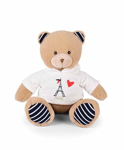 Doudou et Compagnie - Plüschbär mit Eiffelturm – 28 cm – Kollektion Amour de Paris – Design Bestickt mit französischem Geist – Plüsch zum Kuscheln – Geschenkidee Souvenir für Kinder und Erwachsene von Doudou et Compagnie
