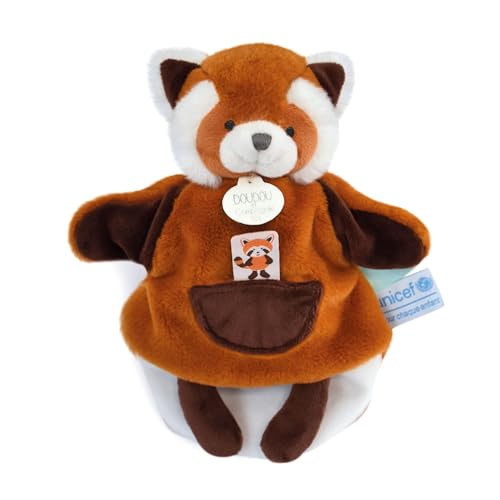 Doudou et Compagnie - Unicef DC3988 Kuschelpuppe – Panda rot – 25 cm – schöne Geschenkbox – Baby & Moi – Braun von Doudou et Compagnie