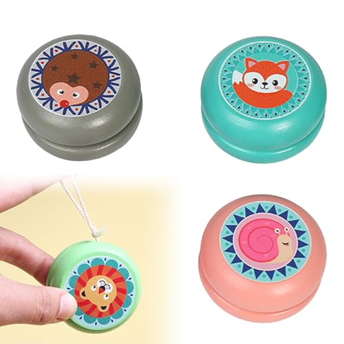 3 Stücke Yoyo Kinder Spielzeug, Holz Yo-Yos Spielzeug, YoYo Balls, Yoyo Kinder, JoJo Kinder, Karikatur YoYo Balls Kinder, Yo Yo for Kids, für Kindergeburtstagsgeschenke, Partys von Doukesh