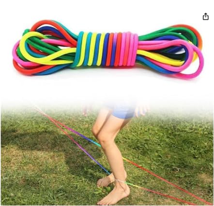 Doukesh Gummitwist Kinder 7M Hüpfgummi Gummi Twist Regenbogenfarben Indoor & Outdoor Kinderspiel Gummitwist für Kinder Mädchen ab 6 Jahre Pausenspiele Grundschule Spiele Einschulung Geschenk von Doukesh