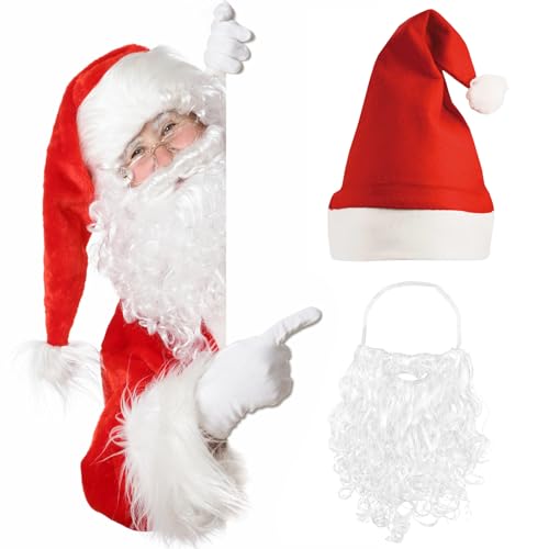 Doukesh Weihnachtsmann Bart und Weihnachtsmütze,Weihnachtsmannbart,Nikolausmütze,Rot Santa Mütze,Weihnachten Weißer Gefälschte Bart,Weihnachtsmann Kostüm Zubehör für Verkleidung Weihnachtsmann Doukesh Weihnachtsmann Bart und Weihnachtsmütze,Weihnachtsmannbart,Nikolausmütze,Rot Santa Mütze,Weihnachten Weißer Gefälschte Bart,Weihnachtsmann Kostüm Zubehör für Verkleidung Weihnachtsmann von Doukesh
