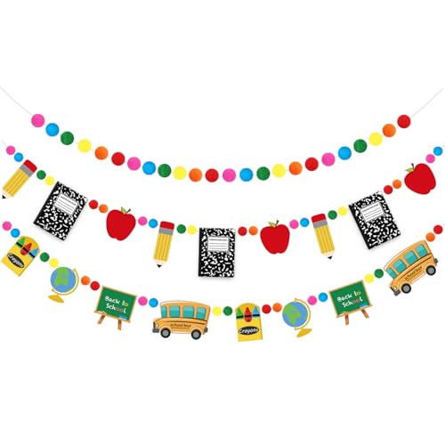 Doumeny Filzbanner, Bleistift-Banner, Apfel, Notizbuch, Filzbanner, Wimpelkette, Willkommensanfang, hängende Girlande, Klassenzimmer-Dekorationen, Banner für Zuhause, Schulanfang, Partyzubehör, 3 Doumeny Filzbanner, Bleistift-Banner, Apfel, Notizbuch, Filzbanner, Wimpelkette, Willkommensanfang, hängende Girlande, Klassenzimmer-Dekorationen, Banner für Zuhause, Schulanfang, Partyzubehör, 3 von Doumeny