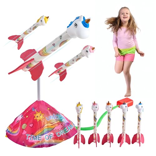 Douthfolle Einhorn Rakete Spielzeug, Outdoor Spielzeug Garten Spielzeug ab 3-12 Jahre Kinder Outdoor Spiele Weihnachten Geschenke für Draußen von Douthfolle