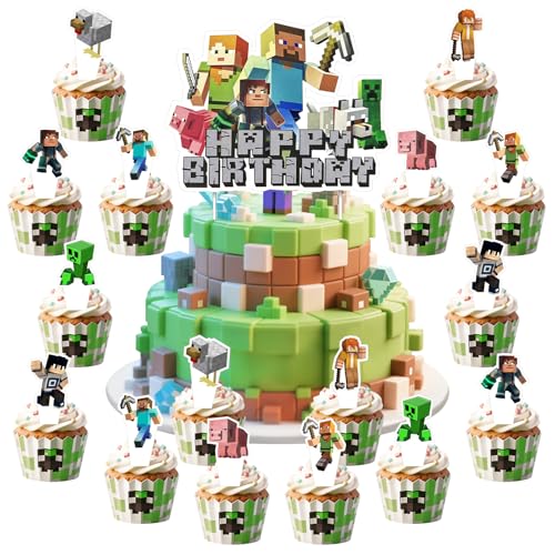 25 Stück Tortendeko,Cake Topper Geburtstag, Muffin Deko, Deko Topper Set für Jungen Mädchen und Kinder Geburtstag Party (Stil 4) von Dowdiles