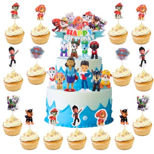 Tortenaufleger Figuren Set,Geburtstag Deko,Cupcake Toppers Dekoration,Muffin Deko,Figuren für Torte,Kinder Geburtstag Party Dekoration (37 Stück) von Dowdiles