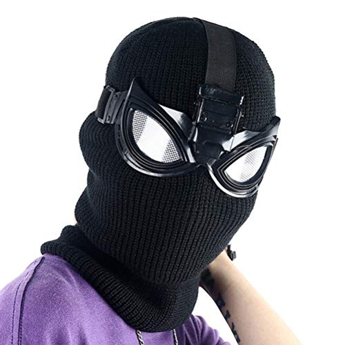 Spinne Mann Maske,Stealth Atmungsaktiv und Sichtbar Vollgesichtsmaske Noir Schwarze Maske Kostüm Requisiten mit Brille Gläser für Halloween Karneval Party Cosplay von Dowoa
